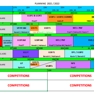 PLANNING ENTRAINEMENTS 2022/2023