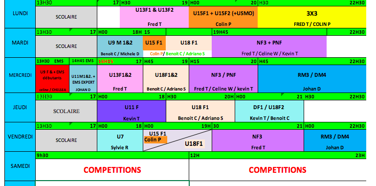 PLANNING ENTRAINEMENTS 2022/2023